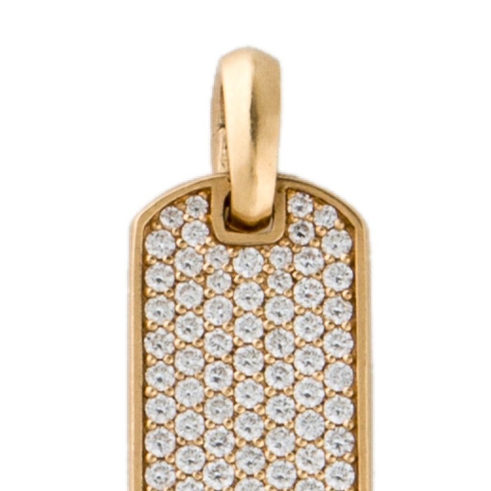 DAVID YURMAN 18K YELLOW GOLD DIAMOND 0.80CTW CHEVRON DOG TAG - Picture 2 of 10